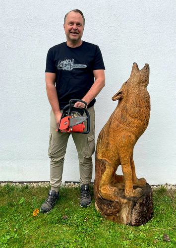 Customer photo review of Kettensäge - Line Art   - Bio Herren Shirt