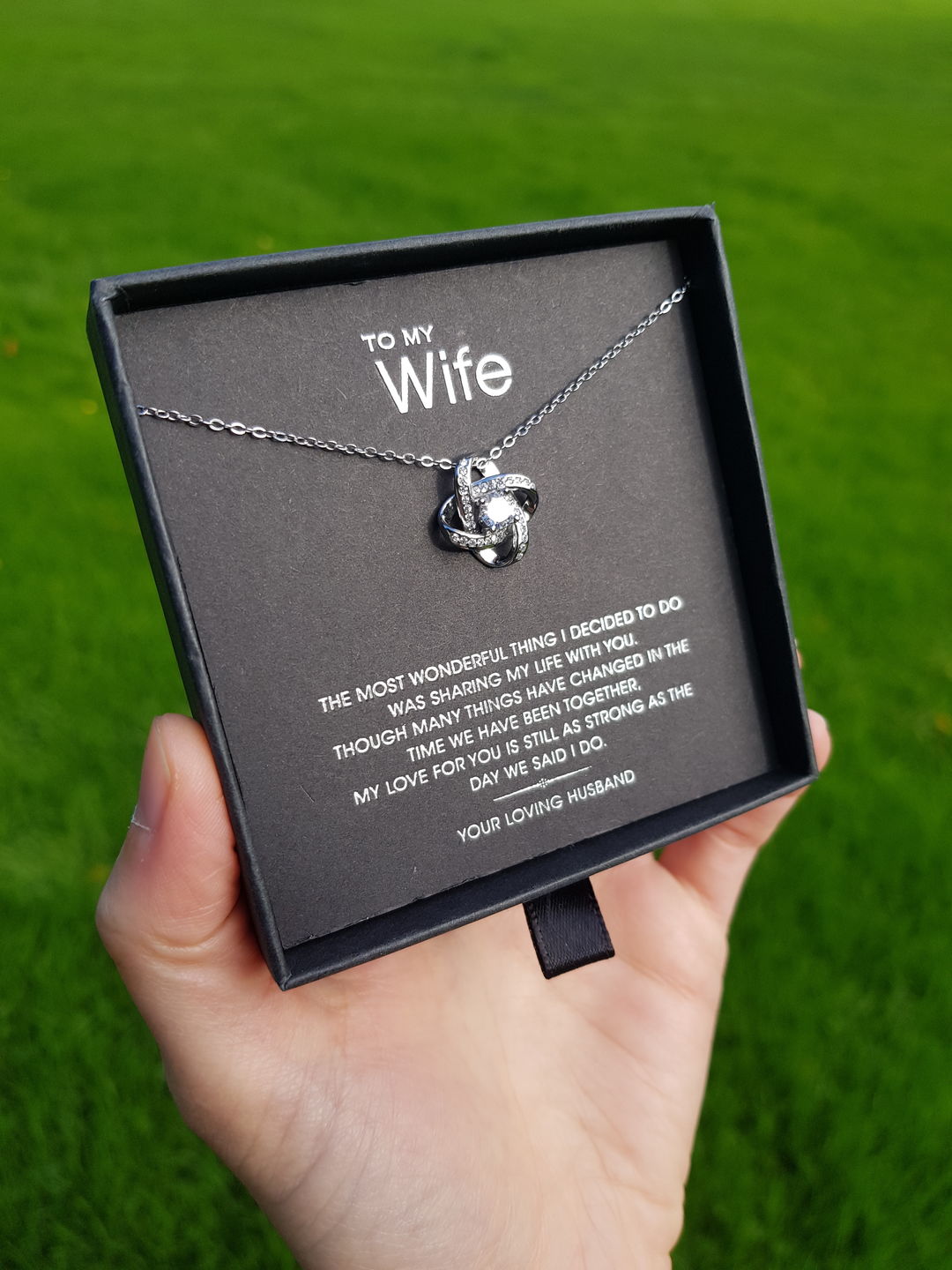 Customer photo review of To my Wife - Infinity Knot Necklace
