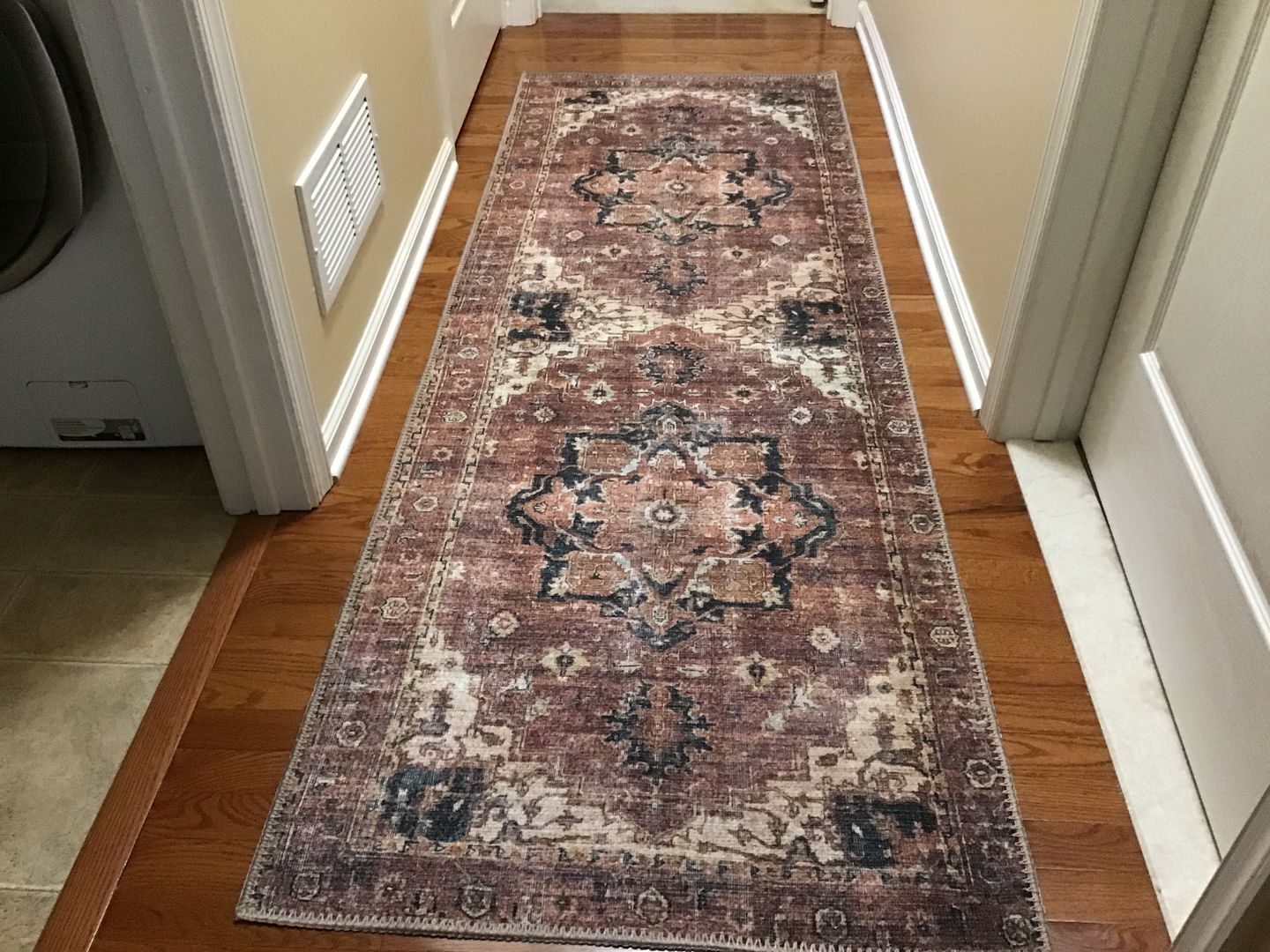 Customer photo review of Distressed Vintage Cezanne Terracotta Runner
