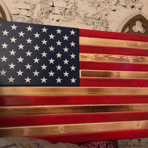 Customer photo review of Burnt Rustic Concealment American Flag With Hidden Lock