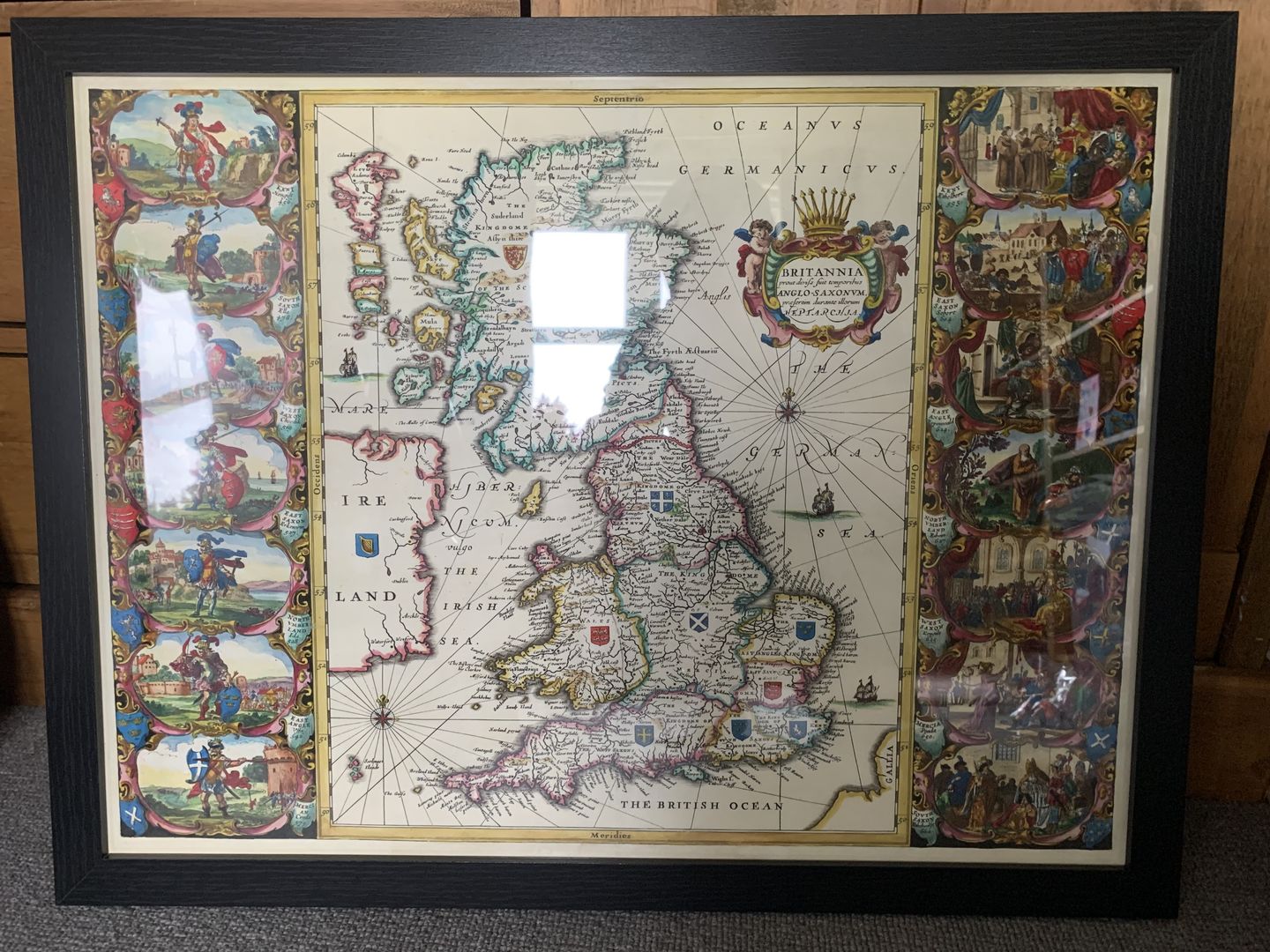 Customer photo review of Old Viking Map of Great Britain in 1645 by Jan Jansson - Anglo-Saxon Heptarchy In England, Scotland & Wales