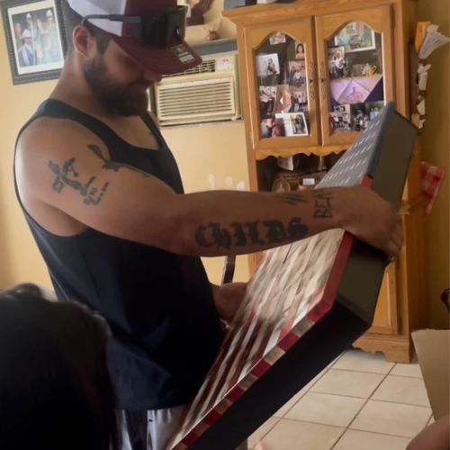 Customer photo review of Burnt Rustic Concealment American Flag With Hidden Lock