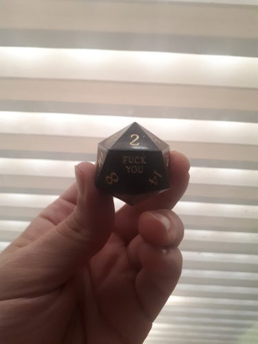 Customer photo review of Blue Sandstone Gemstone DnD Dice Set U-Fucker Fuck Me Fuck You Dice