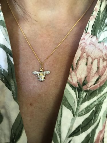 Customer photo review of Diamond Bee Pendant in 9ct Yellow Gold