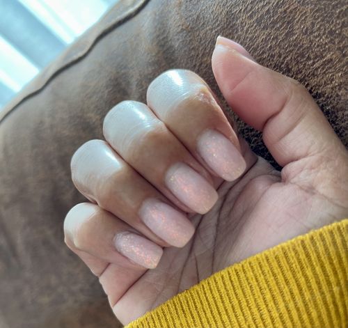 Fotorecensie van een klant over Gel polish, Rubber base foil, pink, 10ml