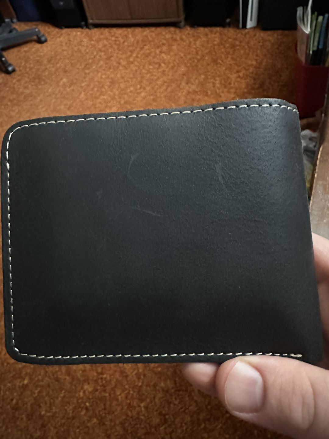 Customer photo review of Black Full Grain Leather Minimalist Wallet