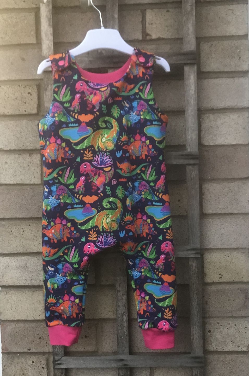 Customer photo review of Multicoloured Dinosaurs on Navy French Terry Fabric