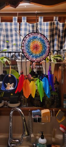 Customer photo review of Special Deal Handmade Rainbow Feather Dream Catcher & Free Rainbow Pin
