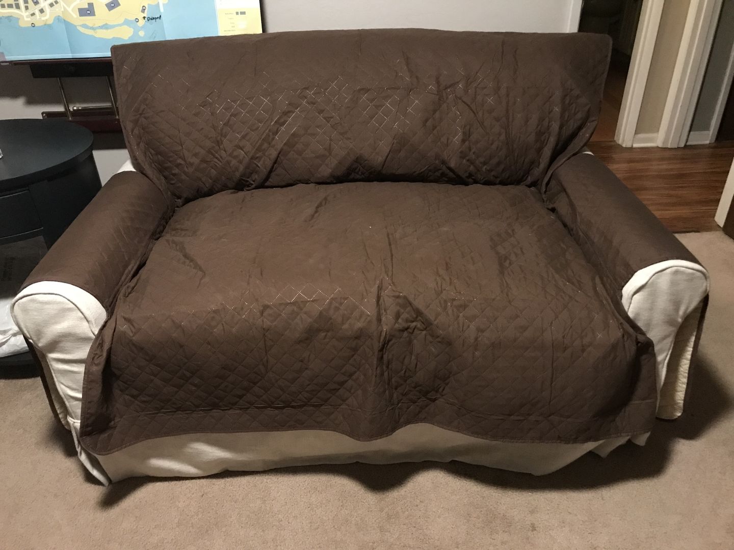 Customer photo review of NEW Machine-Washable, Dryer-Safe Furniture Protector Couch Cover With Side Pockets & Back Straps (+2-In-1 Reversible Colors!)