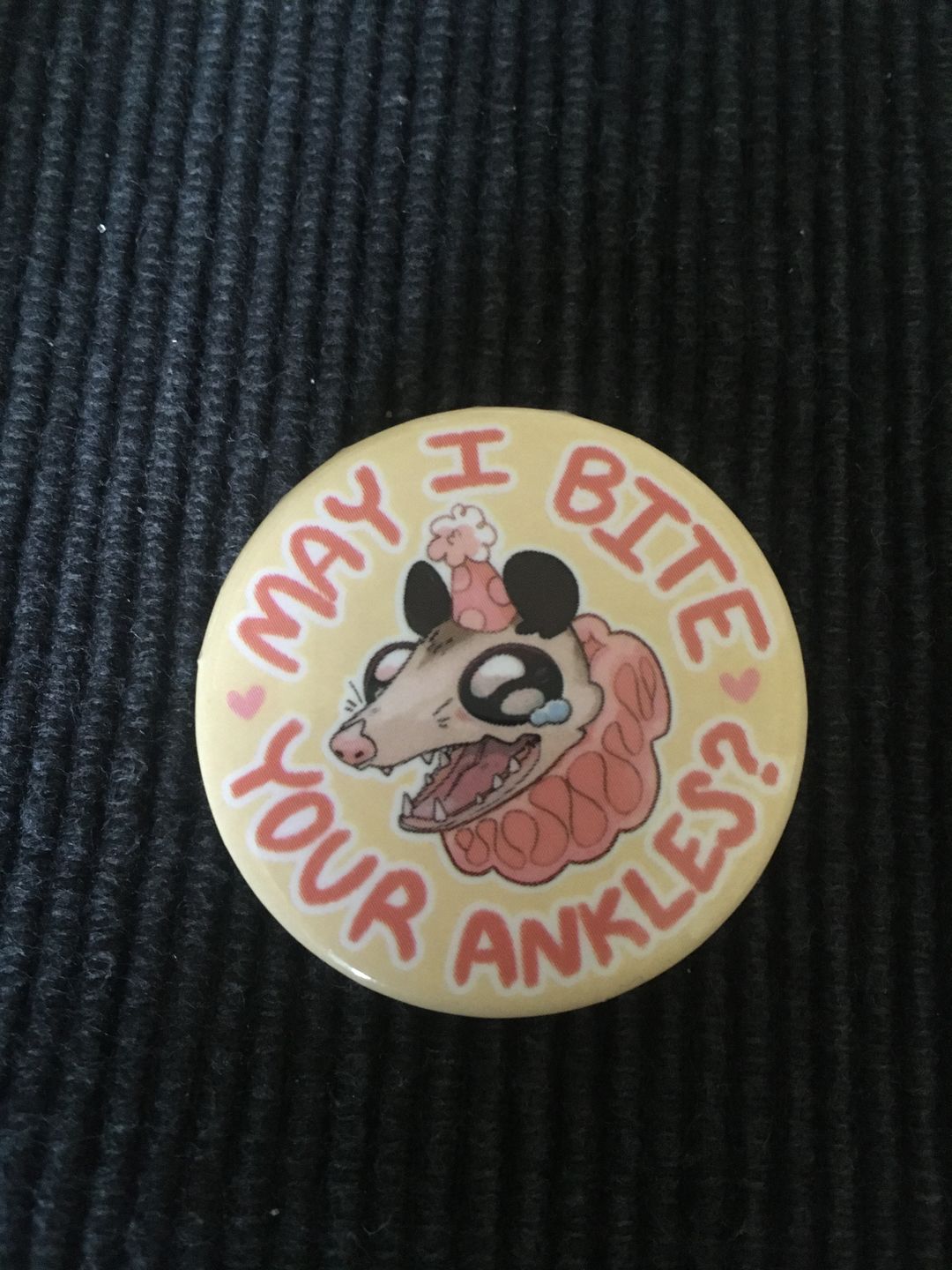 Customer photo review of Party Opossum Buttons