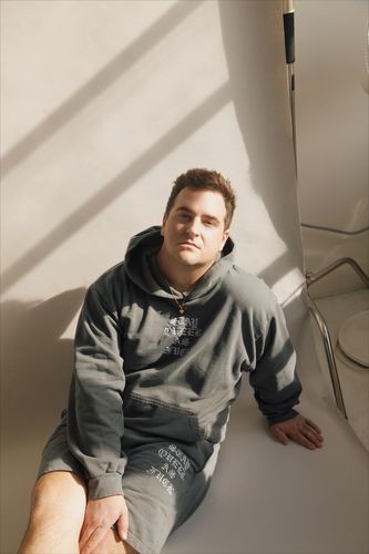 Customer photo review of Overdyed Heavyweight SQAF Shorts • Gray / White Embroidery