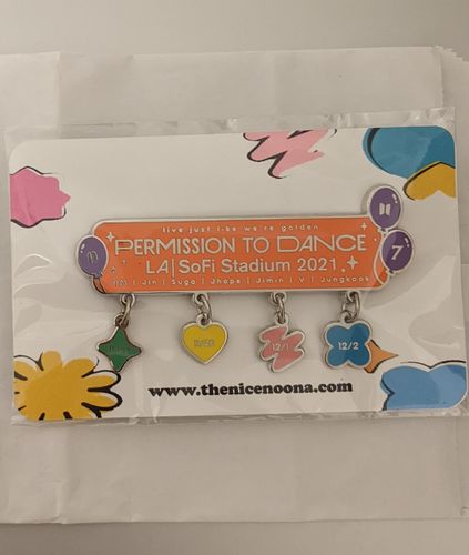 Customer photo review of BTS Permission To Dance LA Concert Enamel Pins