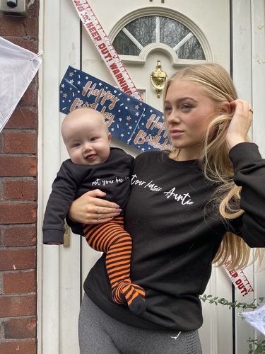 Customer photo review of Not Your Basic Auntie & Basic Nephew Matching Sweatshirts Black (MRK X)