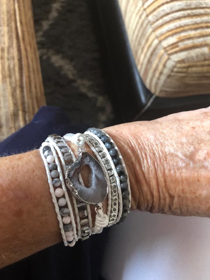 Customer photo review of Magical White Labradorite & Druzy Bracelet