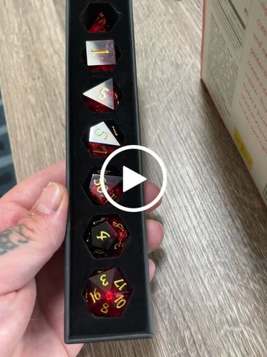 Customer video review of Sharp Edge Black Red Resin DnD Dice Set All Number Dice