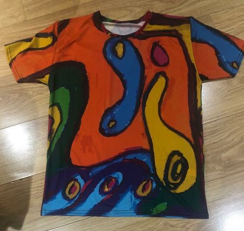 Customer photo review of Paint Funky Splash All Over Print T Shirt
