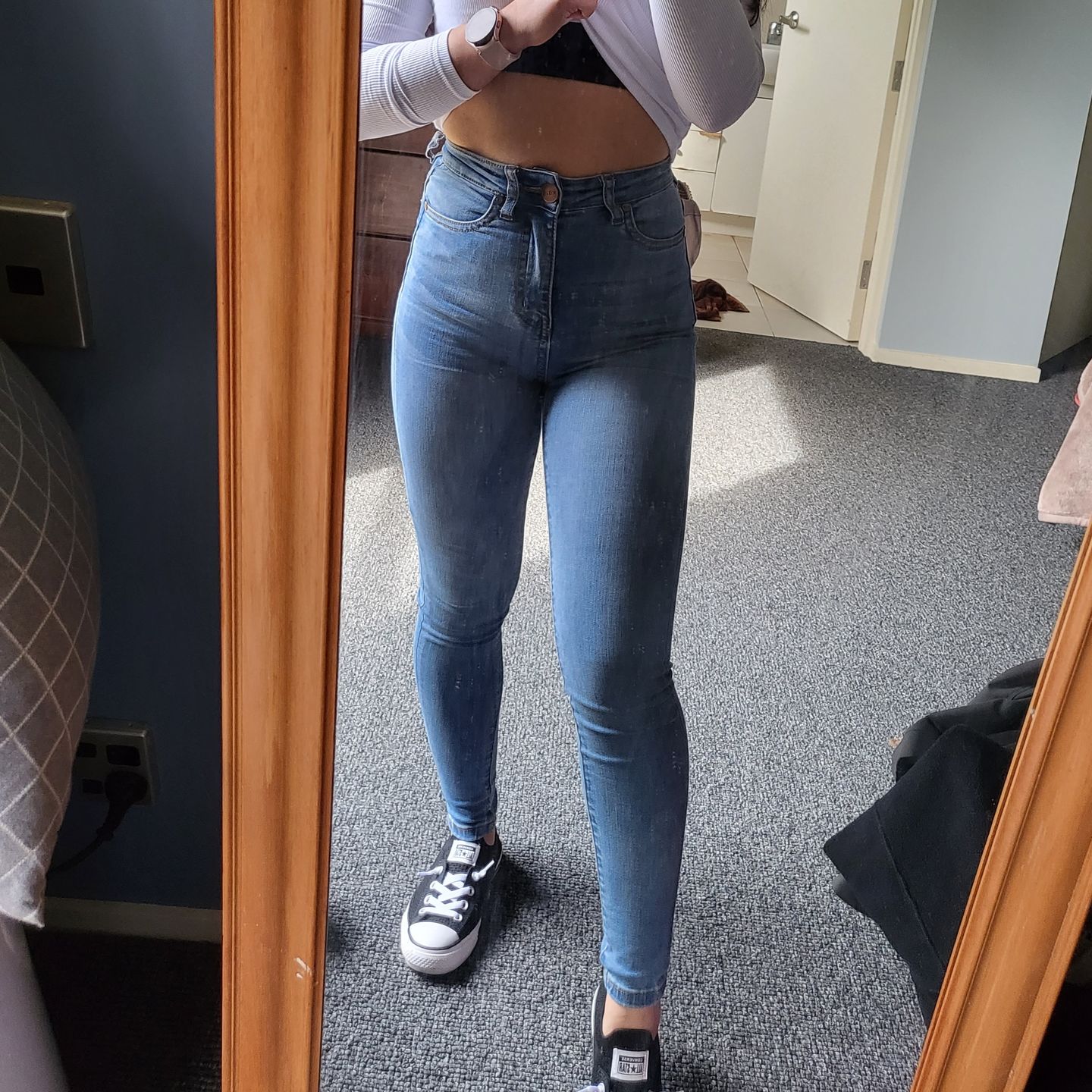 Customer photo review of Impact High Waisted Skinny Jeans - Ocean Blue
