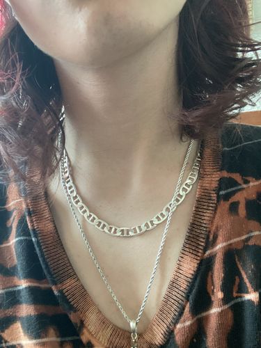 Customer photo review of Mens Boy Mariner Anchor Chain Link Necklace 8mm 34GR 20Inch Solid 925 Sterling Silver