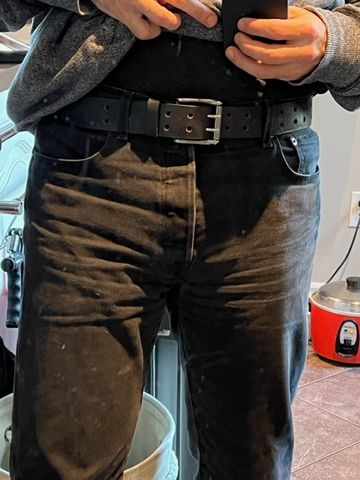 Customer photo review of Black Double Hole Full Grain Leather Belt