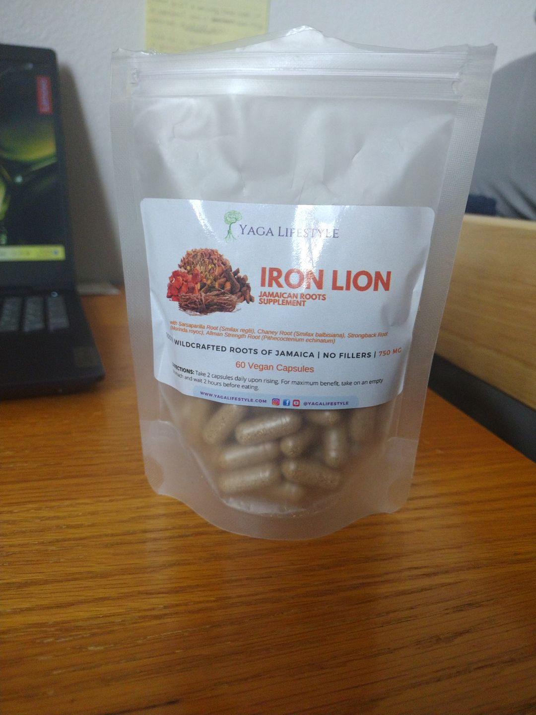 Customer photo review of Iron Lion Capsules | Jamaican Roots Tonic Supplement with Sarsaparilla, Chaney Root (Cocolmeca), Strongback, Allman Strength