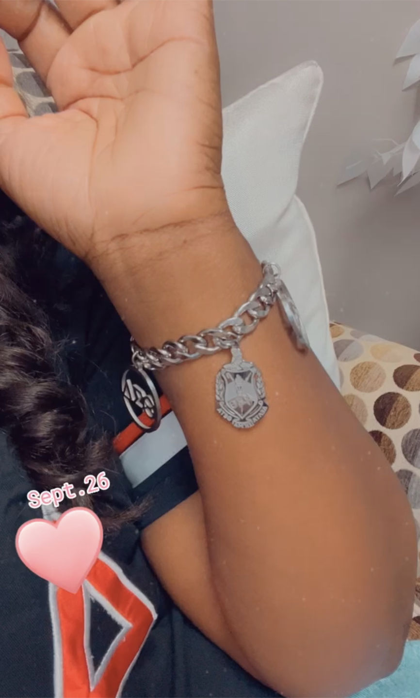 Customer photo review of Delta Sigma Theta- Multi Pendant stainless steel bracelet