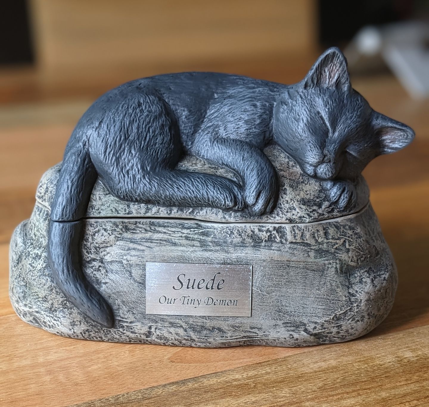 Customer photo review of Short Haired Custom Painted Ceramic Cat Urn - No Wings