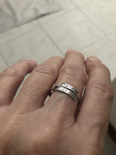 Customer photo review of "FAITH OVER FEAR" Sterling Silver Cross Ring