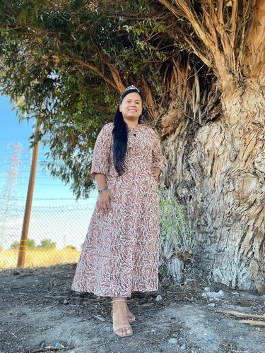 Customer photo review of WOMEN'S 3/4 SLEEVE FLORAL MIDI DRESS