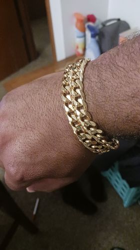 Customer photo review of 10mm 14K Gold IP Steel Miami Cuban Bracelet