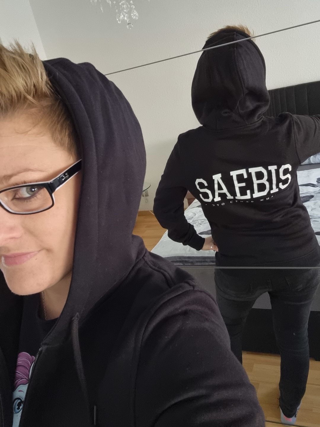 Customer photo review of Lifestyle Damen Oversized Zip Hoodie mit Reißverschluss schwarz by SAEBIS®