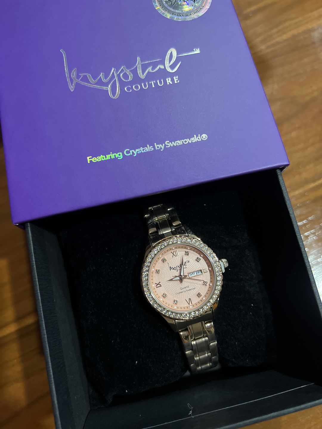 Customer photo review of Lustrous Rose Gold Pink Watch Embellished With Swarovski® crystals