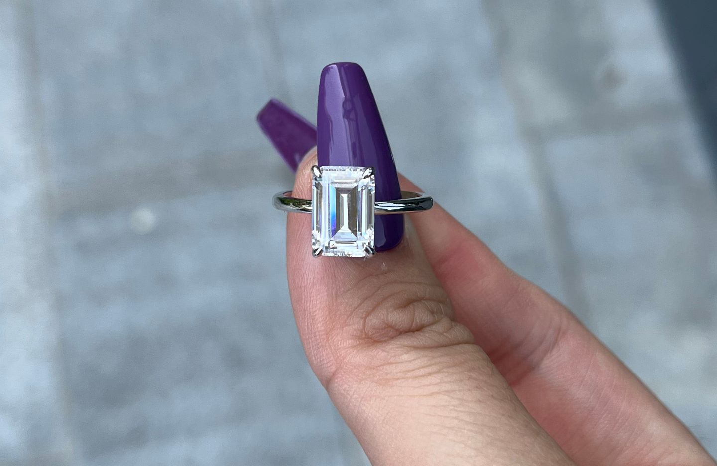 Customer photo review of S925 Classic 3.5Ct/5.0Ct Emerald Cut Solitaire Engagement Ring Stackable Ring For Everyday Wear