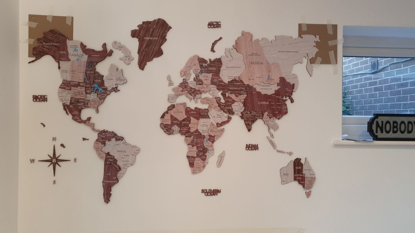 Customer photo review of 3D Wooden World Map Cappuccino