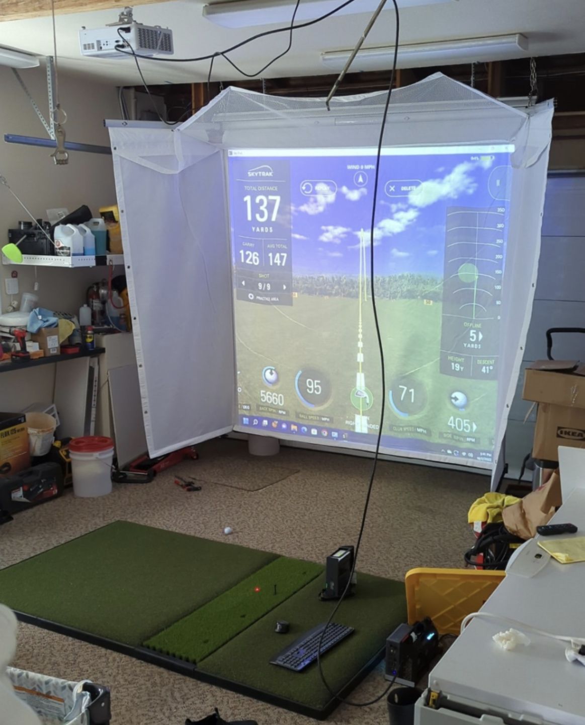 Customer photo review of SkyTrak Retractable Screen Package