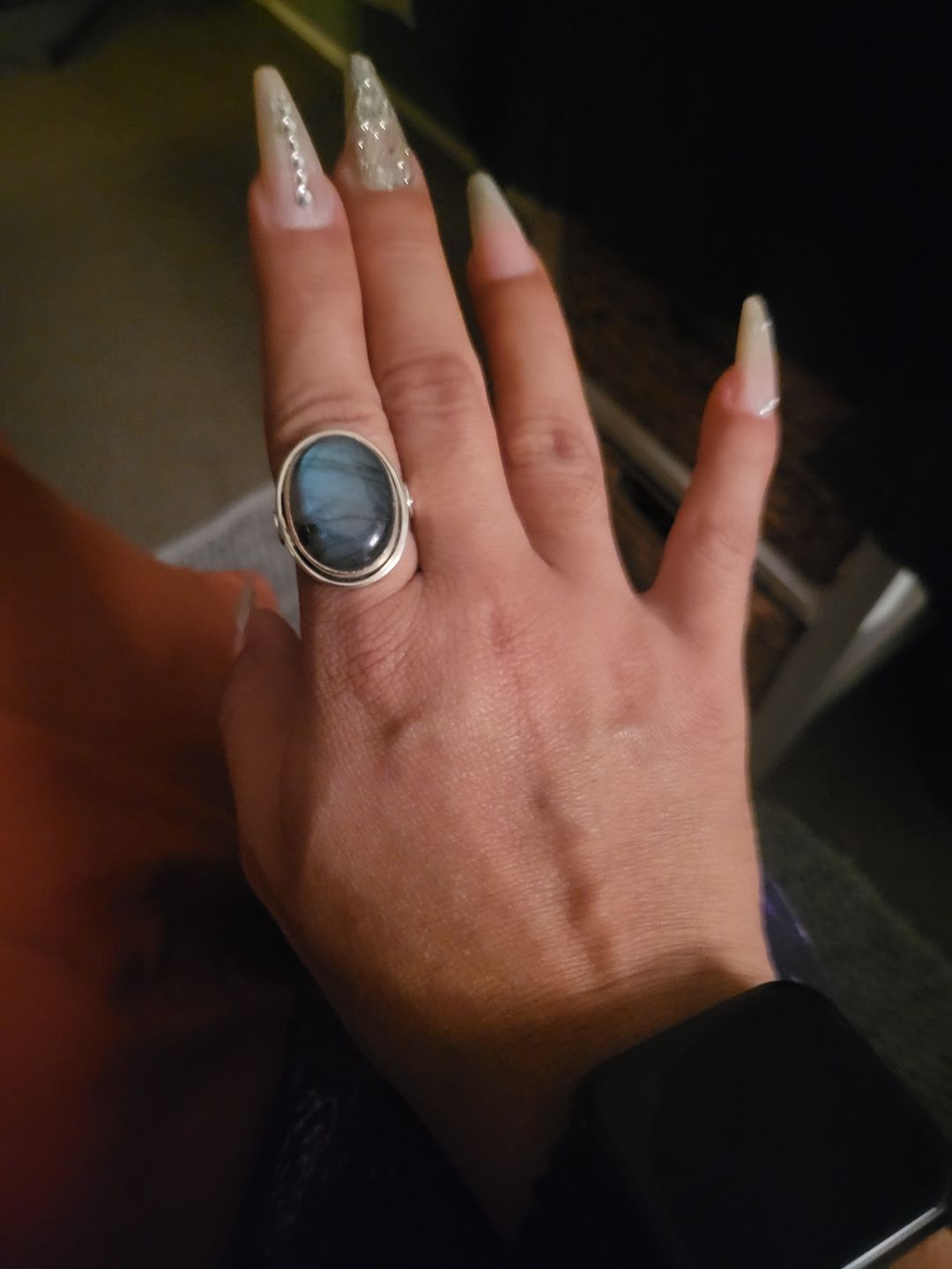 Customer photo review of Labradorite Leaf Ring Sterling Silver