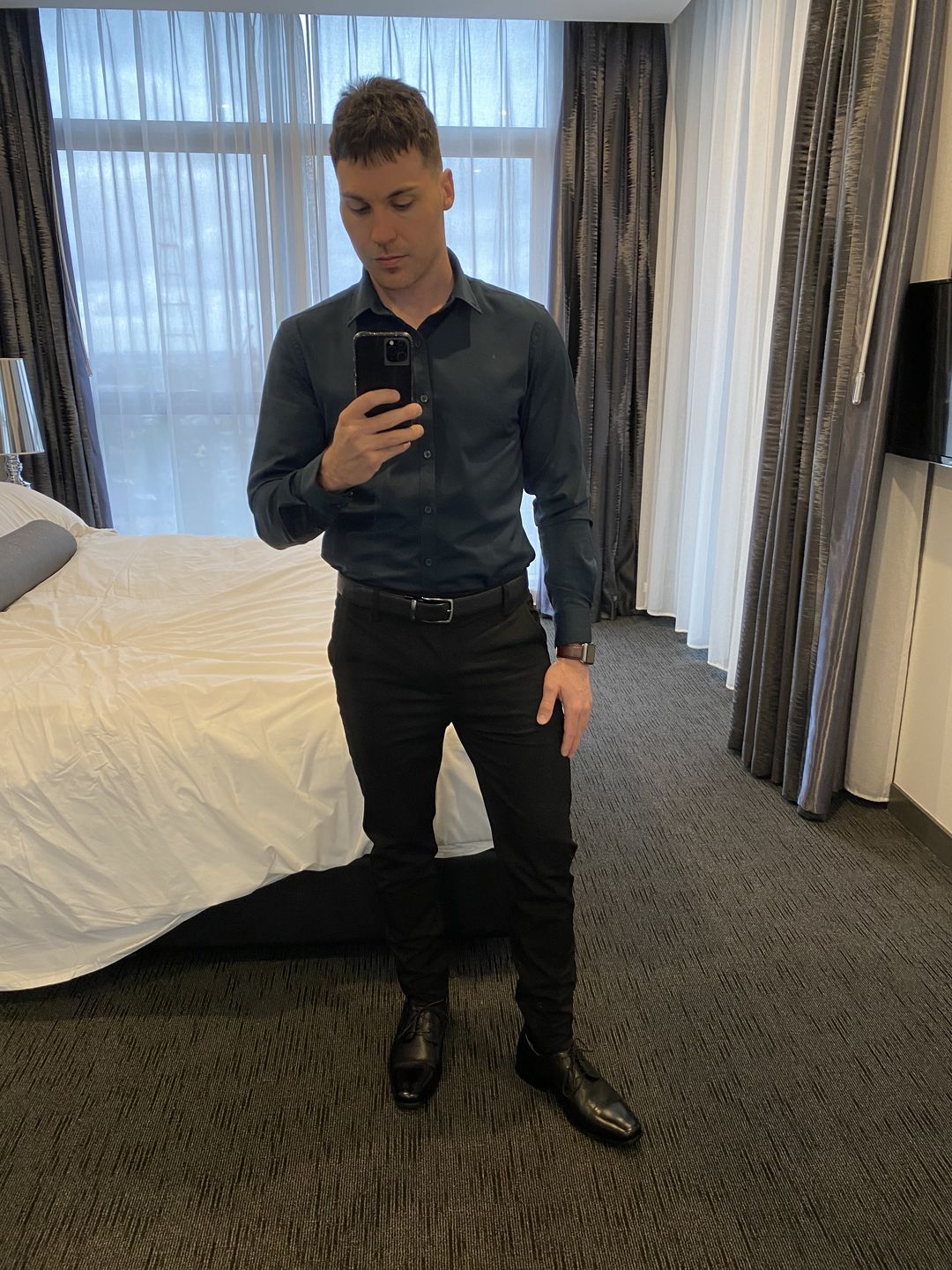 Customer photo review of Performance Bamboo Dress Shirt - Emerald Green
