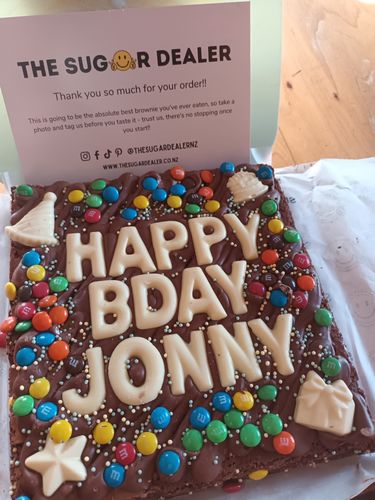 Customer photo review of Custom birthday brownie