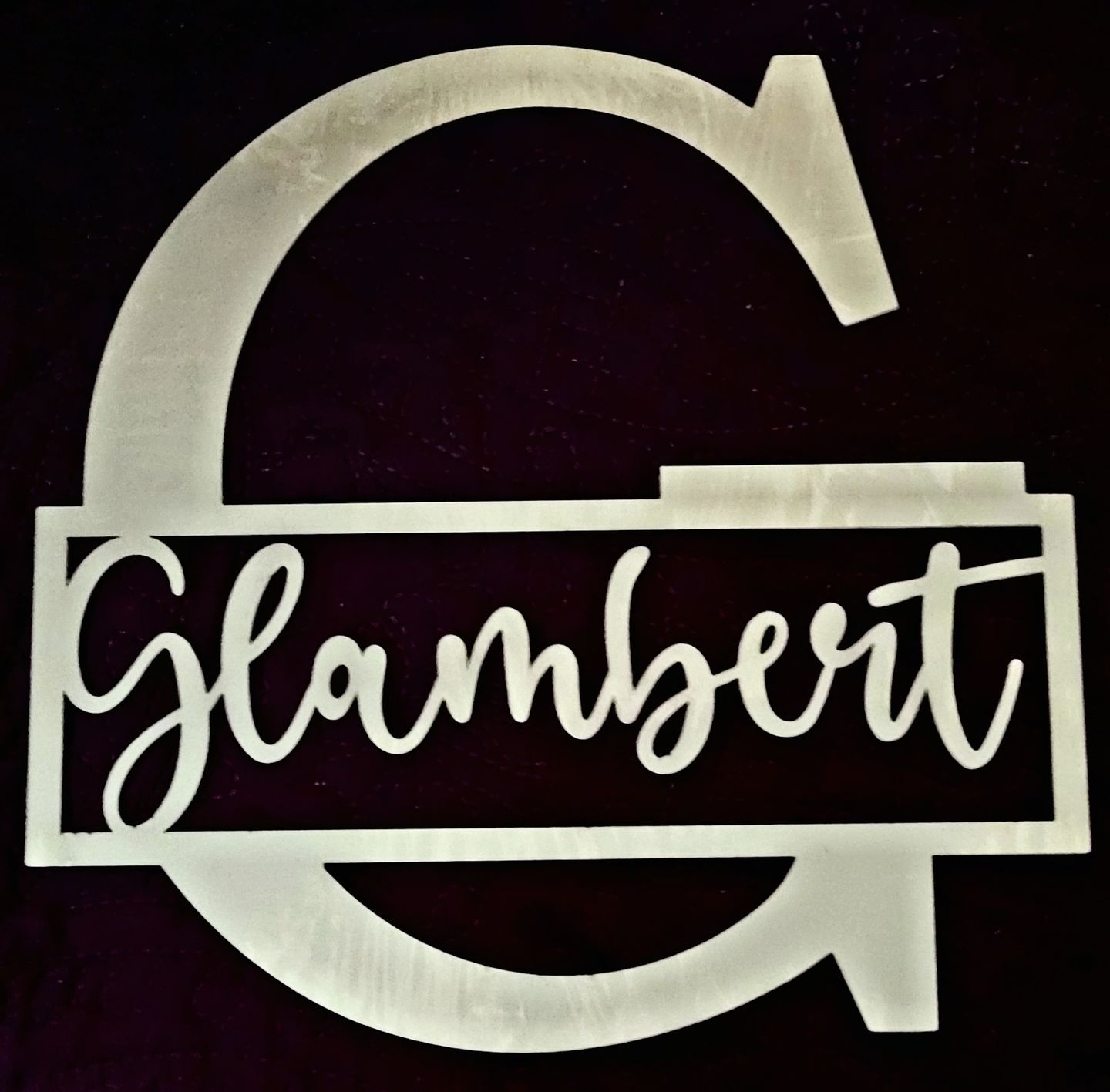 Customer photo review of Script Letter Monogram  - 2 Sizes -  Personalized Metal Family Monogram Last Name Sign