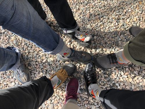 Customer photo review of "Camping" Crew Socks by Good Luck Sock