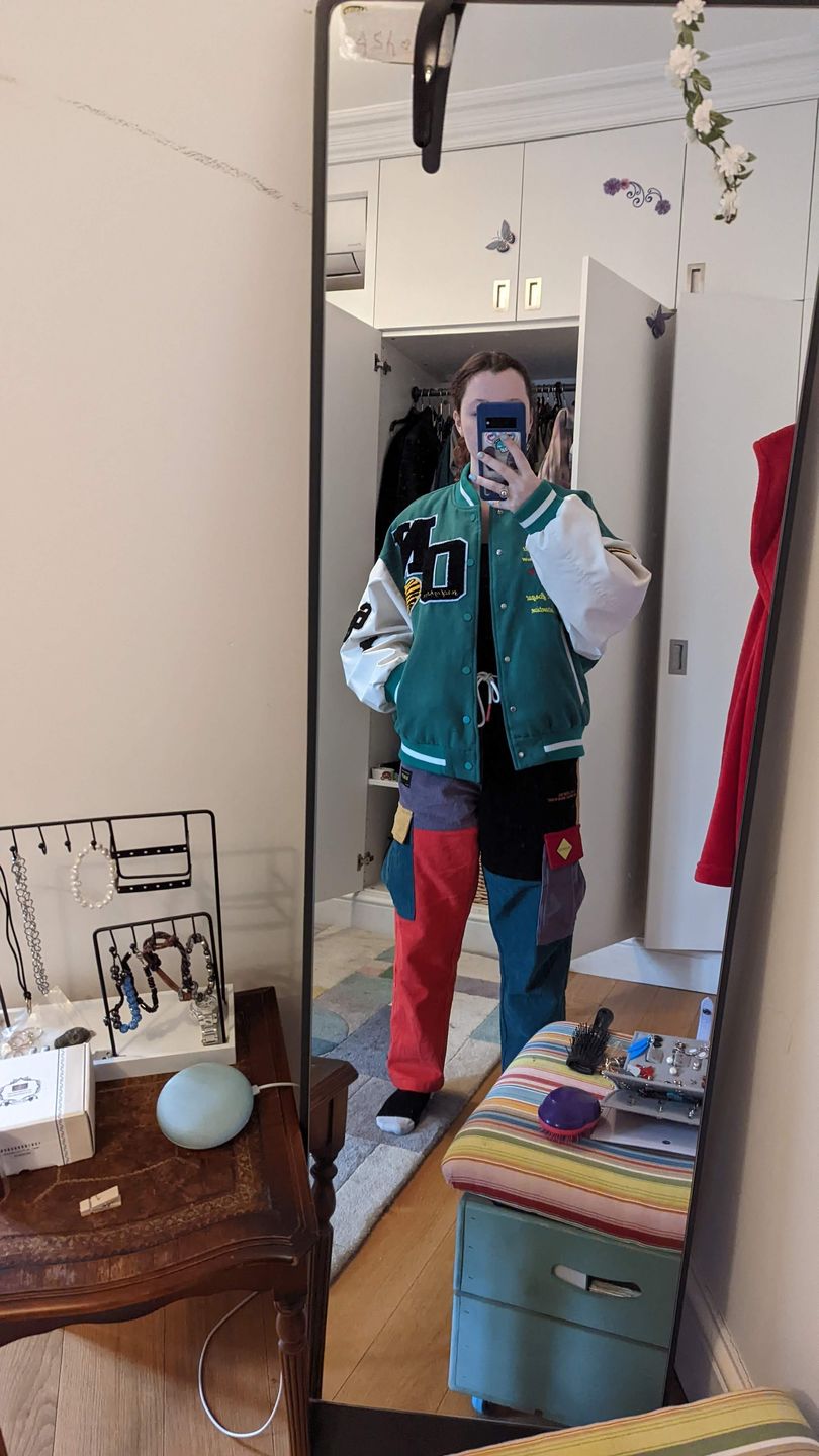 Customer photo review of Aelfric Eden "Back to 90's" Patchwork Color Block Corduroy Pants
