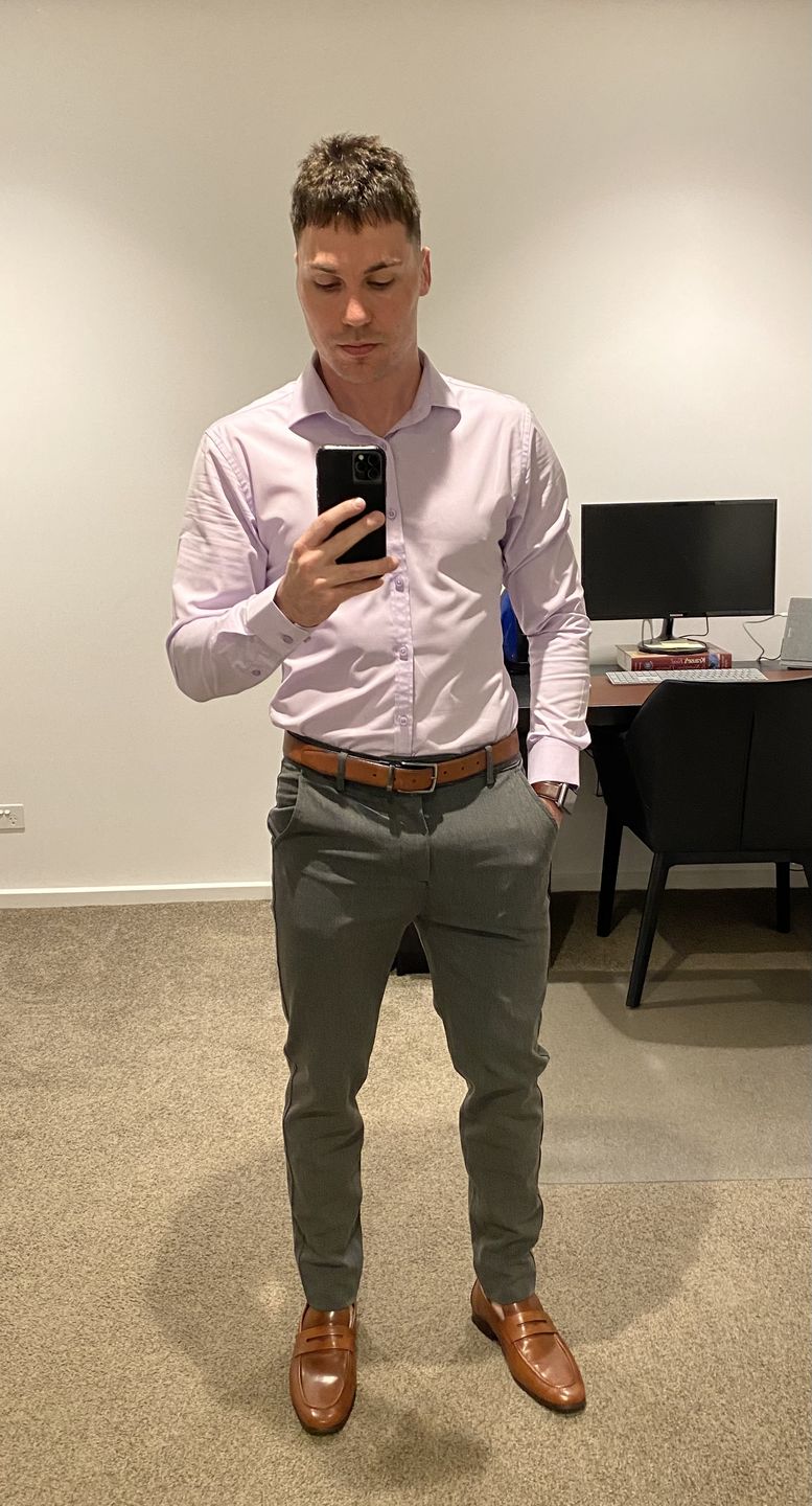 Customer photo review of Performance Bamboo Dress Shirt - Violet