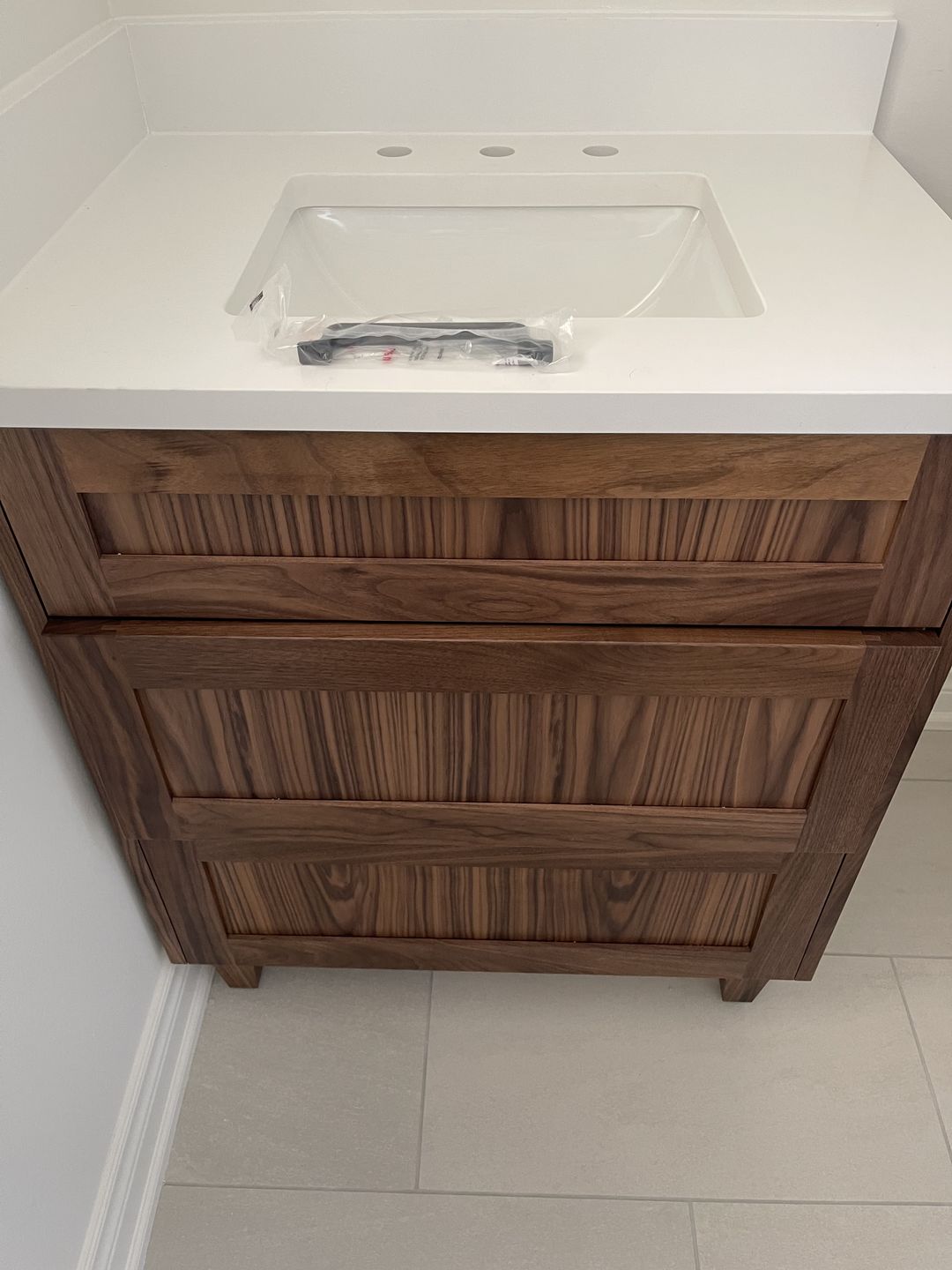 Customer photo review of Bridgeport 30" American Black Walnut Bathroom Vanity