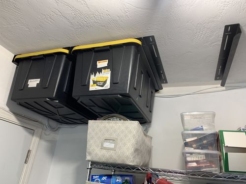 Customer photo review of Overhead Storage Bin Rail System - Made in USA
