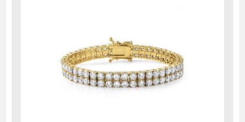 Customer photo review of 5.5CTW Steel 14K Gold IP 2 Row Bracelet