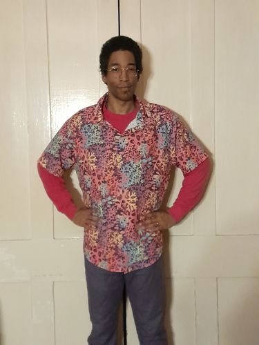 Customer photo review of Science Marine Biology Rainbow Coral Button Up Shirt