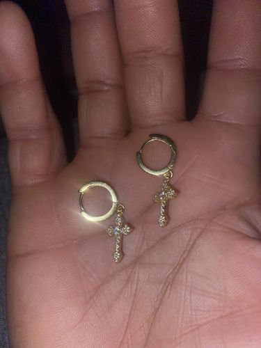 Customer photo review of 0.66 CTW Moissanite Dangling Cross Earrings