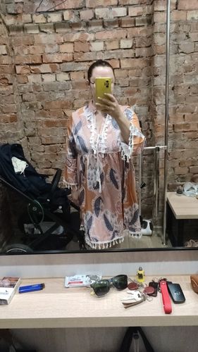 Customer photo review of Tassel Beach V Neck Vintage Floral Print Dress