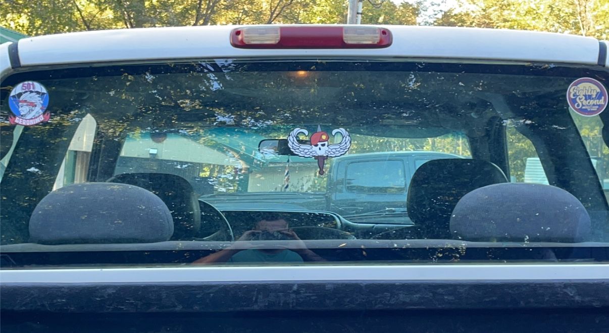 Customer photo review of Support Your Local Paratroopers Sticker