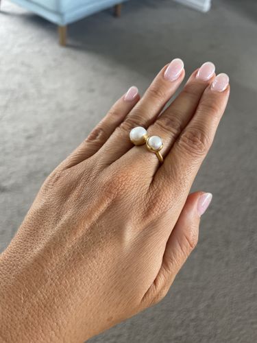Customer photo review of DOUBLE PEARL RING - GOLD