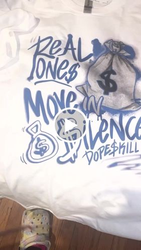 Customer video review of Jordan 13 French Blue DopeSkill T-Shirt Real Ones Move In Silence Graphic